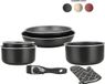 Herzberg 7-delige Kookset met Marmercoating en Afneembaar Handvat - Bruin Metaal Look