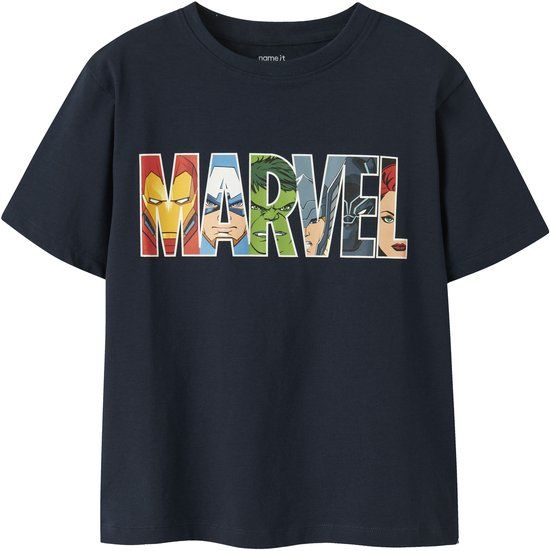 NAME IT - NKMFERGUS MARVEL SS NREG TOP MAR - Jongens - T-shirts - Navy Blazer - Maat 134/140