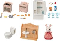 Sylvanian Families, set de meubles de maison de campagne confortable avec une figurine de mère lapin chocolat, accessoires pour maison de poupée, à partir de 3 ans