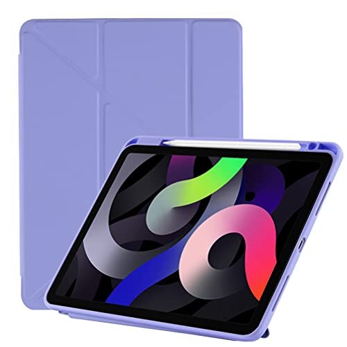 JOYLYJOME Compatibel met iPad (10,9 inch) tabletbeschermhoes, Y-vormige vouwtas met pensleuf, acrylmateriaal, lavendel paars
