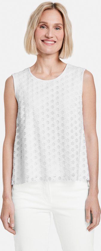 GERRY WEBER Dames Blouse - weiß/weiß - Maat 46 - Mouwloos - Polyamide/Viscose/Katoen - Feest - Lente/Zomer 2023