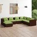 The Living Store Poly Rattan Modular Garden Set - Marron - 6 Places - Résistant à l'eau