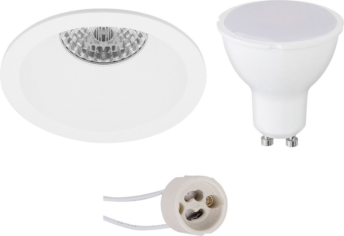 Qualu LED Spot Set - Igia - Proma Pollon Pro - GU10 Fitting - Inbouw Rond - Mat Wit - 6W - Helder/Koud Wit 6400K - Verdiept - Ø82mm