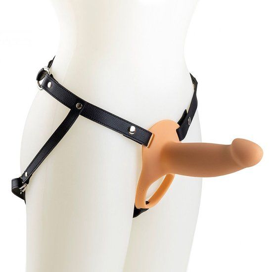 Virgite - Vibrerende Holle Strap-on - Roze-beige - 13 cm