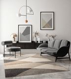 the carpet Pearl – Tapis moderne à poils courts avec découpe contour et motif géométrique ondulé – Beige – 160 x 220 cm