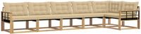 vidaXL Hoek loungeset 6-delig Wit en Beige Acacia Hout