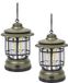 Home deco factory campinglamp - 2x - metaal - groen - met ophanghaak - h17 cm - buitenlamp/stormlantaarn