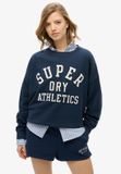 Superdry Athletic Essentials relaxed sweatshirt met appliqué - Dames - Truien - Katoen - Fleece - Ronde hals - Lange mouw - Regular Fit - Richest Navy