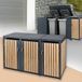 ML-Design vuilnisbak 240l 3 ton 200x80x120 cm antraciet lariks look stalen container voor buiten weerbestendig afsluitbaar scharnierend deksel uitschuifbare 3 deur tuinbak voor afval vuilnisbak met deksel en container voor tuin en huis