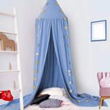 CeeKii Babybaldakijn, bedhemel voor kinderen, babybed, kinderkamer, bedgordijn, katoenen decoratie, muggennet voor prinses, speeltenten, babybed en slaapkamer, decoratie met sterslinger (blauw)