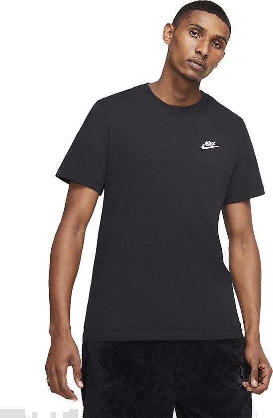 Nike NSW Club Tee Shirt Heren - Black/(White) - Maat M