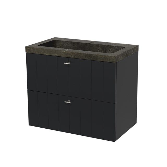 Maxaro Badkamermeubel 80cm Modulo Mat Zwart Blue Stone