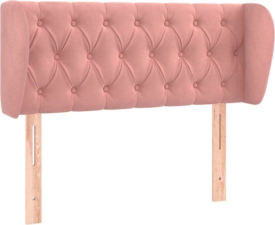 vidaXL Hoofdbord met randen fluweel roze 93x23x78/88 cm