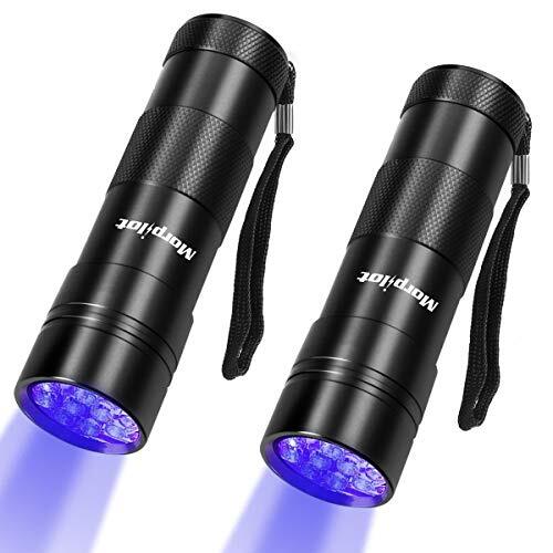 morpilot UV Zaklamp 12 LED 395nm, Ultraviolet Zwart Licht Zaklamp 2 Pack voor het Detecteren van Fluorescerende Tracers, Urine, Tapijt Vlekken en Dierlijke Schimmel enz.