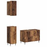 vidaXL - 3-delig - badkamerkast - set - ZWOLLE - Oud - hout - Bewerkt - hout