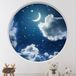 Autocollants Trompe L'Oeil Arche Ronde - Lune Ciel Étoilé - Diamètre 100 Cm