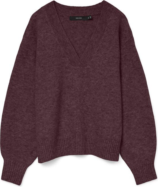 Vero Moda VMBOOM LS V-NECK PULLOVER NOOS - Winetasting/melange - Women's Size M