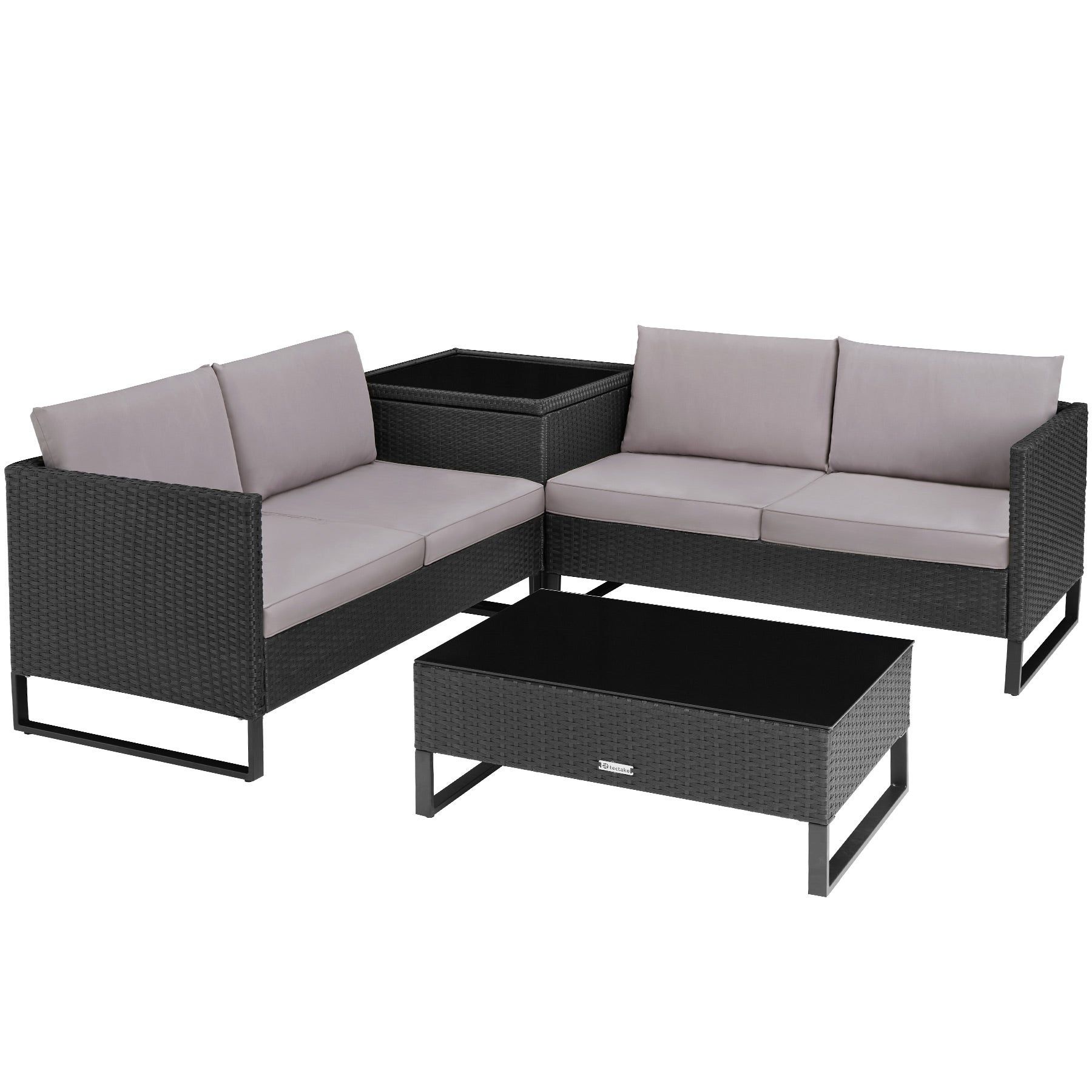 tectake Ostuni Wicker Loungeset - Black - Outdoor