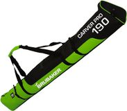BRUBAKER Carver Pro Limited Edition - Skitas - Voor 1 paar Ski's & Stokken - Gevoerd - Zware Kwaliteit - Scheurvast - Skihoes - Verstelbare draag/schouderbanden - Groen zwart - 190cm