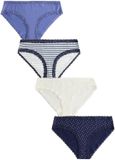 Next Dames Katoenen en Kanten Slipjes 4-Pack Braziliaans Model Blauw