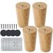Inovra - Pied de meuble set de 4 - Bois massif - Conique - 8 cm de haut - Plaque de montage incluse - Capacité de charge 100 kg - Pieds de table