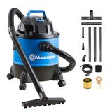 Vacmaster Droog- en natstofzuiger, multifunctionele stofzuiger, werkplaatsstofzuiger met geïntegreerd stopcontact en blaasfunctie, 1250 W, 20 liter, blauw