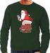 Bellatio Decorations Foute Kersttrui / sweater - voor heren - All I Want is - groen - blote kont - kerstman S
