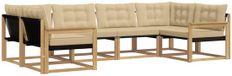 vidaXL - Salon d'angle - 6 places assises - Blanc et Beige - Acacia Bois