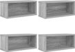 vidaXL Étagère de rangement pour CD lot de 4 Gris Sonoma 40 x 17 x 17 cm Bois composite