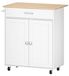 Unité de cuisine mobile avec espace de rangement, sur roulettes, blanc