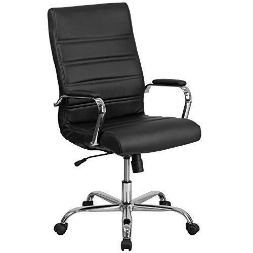 Flash Furniture Bureaustoel met hoge rug | LeatherSoft draaiende directiebureaustoel met hoge rugleuning en wielen