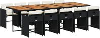 vidaXL Ensemble de jardin 11 pièces avec coussins, noir, en polyrotin