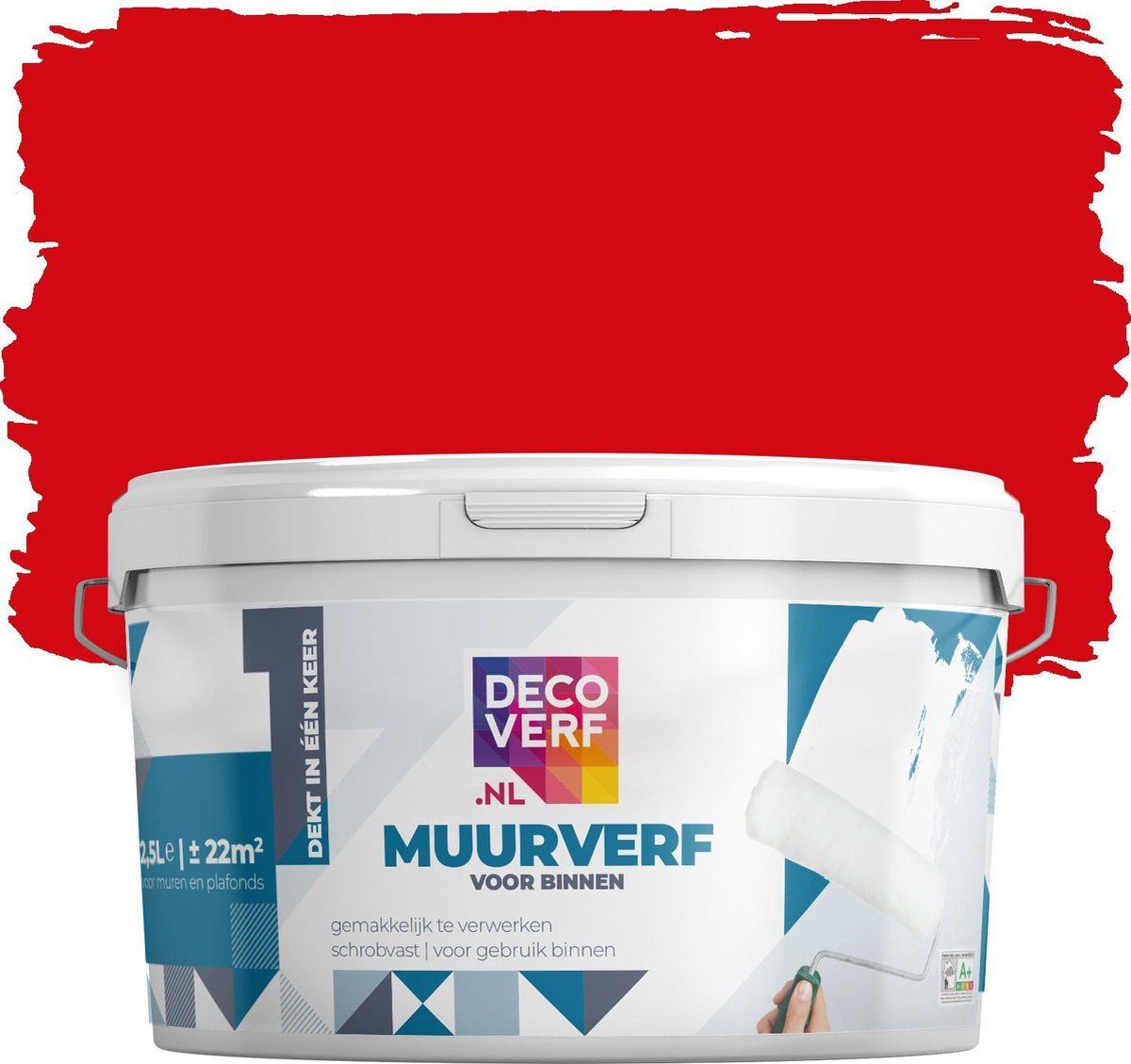 Decoverf.nl Decoverf muurverf mat Vurigrood 2.5L | 8719743412903