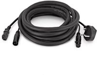 Gear4music DMX- en UK IEC-combinatiekabel, 5 m, Zwart
