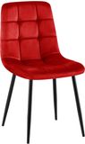 CLP Antibes Eetkamerstoel - Zonder armleuning - Velvet - Fluweel/rood