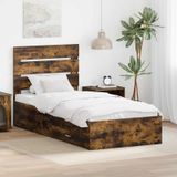 Prolenta Maison Exclusive - Bedframe in gerookt eikenhout en zilver, 75 x 190 cm, gemaakt van houtvezel