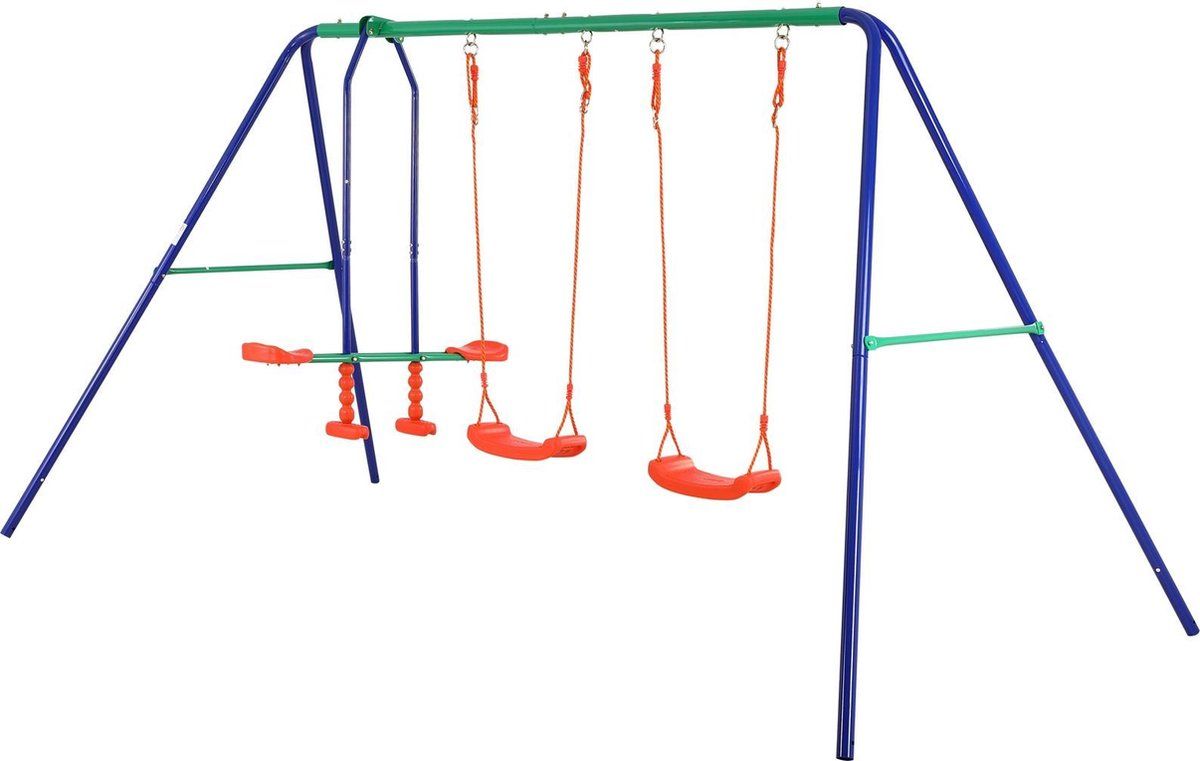 deuba Kinderschommelset - 200kg - 2x Schommel - 1x Duoswing - 4 Zitplaatsen - Tuin - Outdoor