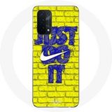 Nike Case voor Oppo A74 5G Just do it Blauwe Gele Achtergrond Maniacase