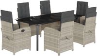 vidaXL 7-delige tuinset met kussens, polyrattan, grijs