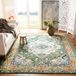 Safavieh Monaco Collection Boho tapijt voor woonkamer, eetkamer, slaapkamer - Monaco Collection, korte pool, bosgroen en lichtblauw, 90 x 90 cm
