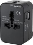 DrPhone TravelFuse – Universele Reisadapter – Met USB & USB-C Poort – Universele Plug – Internationale Plug - Zwart