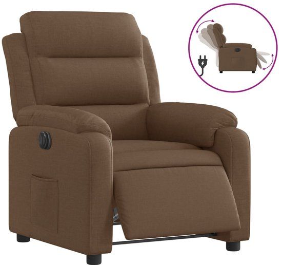 vidaXL Fauteuil verstelbaar elektrisch stof bruin