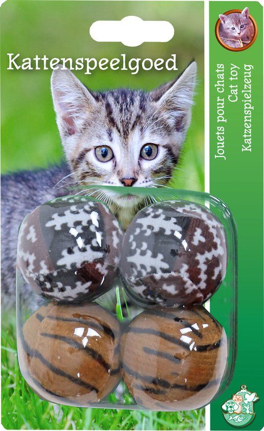 Gebr de boon Boon Kattenspeeltje 4 Rammelballen Pluche Bruin