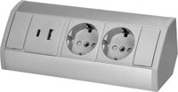 Orno Hoekstekkerdoos - Boîte de dérivation avec 2 prises - Adaptateur USB A & C - Bloc multiprise en saillie avec câble de 60 cm - Gris