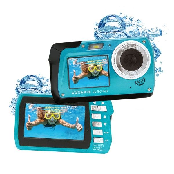 Easypix W3048 EDGE Compact Camera - 13MP, 4K, Waterproof - Ice Blue