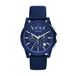 Armani Exchange Herenhorloge, chronograaf uurwerk, 44 mm blauwe roestvrijstalen behuizing met siliconen armband, AX1327
