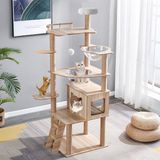 Ibenzoa® Kattentoren met Krabpaal en Meerdere Speelopties voor Grote en Kleine Katten, 170 cm Hoog