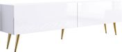 3E 3xE living.com TV-Schrank: Mattweiß / Weiß glänzend, Goldene Beine, 170 x 52 x 32 cm