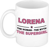 Bellatio Decorations naam cadeau mok - Lorena - Woman Myth Supergirl - koffiemok - 300 ml - collega - moederdag