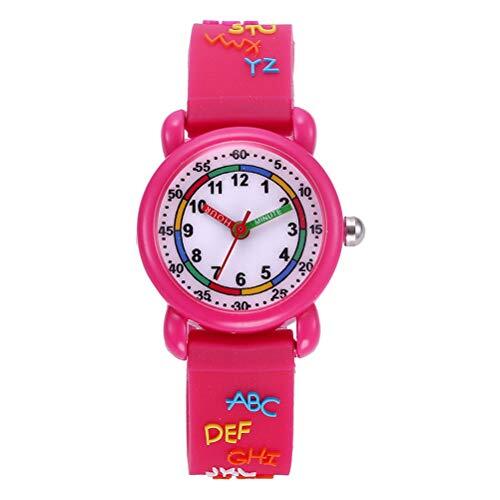 VILLCASE Polshorloge-1 st mooie 3D cartoon horloge delicate waterdichte quartz horloge voor kinderen kinderen (rooskleurig)